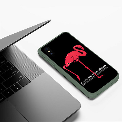 Чехол iPhone XS Max матовый Фламинго - Мюнхен / 3D-Темно-зеленый – фото 3