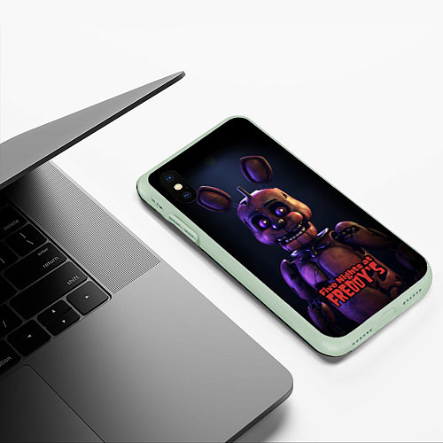 Чехол iPhone XS Max матовый Five Nights at Freddys Bonnie / 3D-Салатовый – фото 3