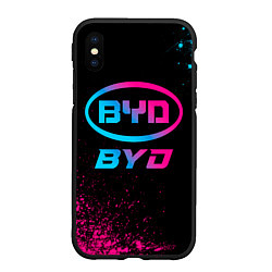 Чехол iPhone XS Max матовый BYD - neon gradient, цвет: 3D-черный