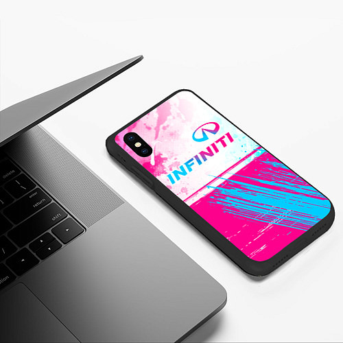 Чехол iPhone XS Max матовый Infiniti neon gradient style: символ сверху / 3D-Черный – фото 3