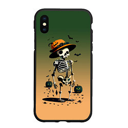 Чехол iPhone XS Max матовый Funny skeleton - halloween - neural network, цвет: 3D-черный