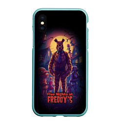 Чехол iPhone XS Max матовый Five Nights at Freddys horror, цвет: 3D-мятный