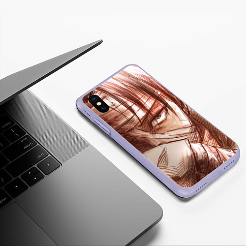 Чехол iPhone XS Max матовый Атака Титанов Леви Аккерман / 3D-Светло-сиреневый – фото 3