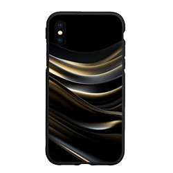 Чехол iPhone XS Max матовый Чёрно-золотой градиент, цвет: 3D-черный