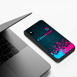 Чехол iPhone XS Max матовый Yamaha - neon gradient: символ сверху, цвет: 3D-черный — фото 2