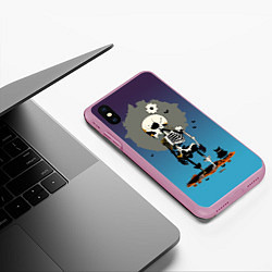 Чехол iPhone XS Max матовый Funny skeleton - neural network - halloween, цвет: 3D-розовый — фото 2