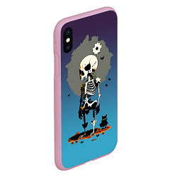 Чехол iPhone XS Max матовый Funny skeleton - neural network - halloween, цвет: 3D-розовый — фото 2