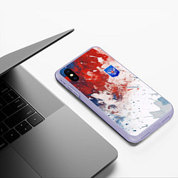 Чехол iPhone XS Max матовый Краски и герб России, цвет: 3D-светло-сиреневый — фото 2