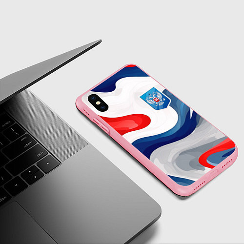 Чехол iPhone XS Max матовый Герб России триколор / 3D-Баблгам – фото 3