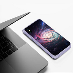 Чехол iPhone XS Max матовый Спиральная галактика в космосе, цвет: 3D-светло-сиреневый — фото 2