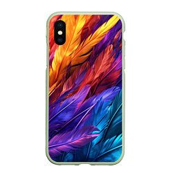 Чехол iPhone XS Max матовый Яркие крылья, цвет: 3D-салатовый