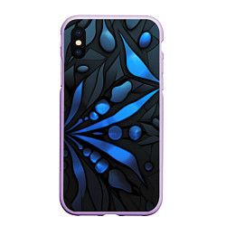 Чехол iPhone XS Max матовый Black blue elements, цвет: 3D-сиреневый