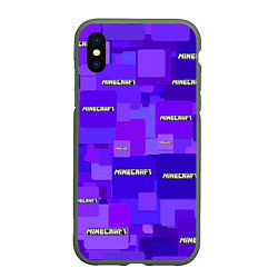 Чехол iPhone XS Max матовый Minecraft pattern logo, цвет: 3D-темно-зеленый