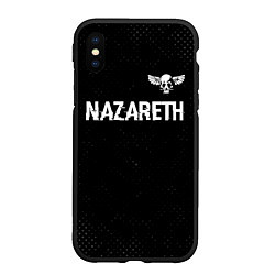 Чехол iPhone XS Max матовый Nazareth glitch на темном фоне: символ сверху