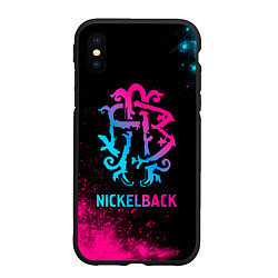 Чехол iPhone XS Max матовый Nickelback - neon gradient, цвет: 3D-черный