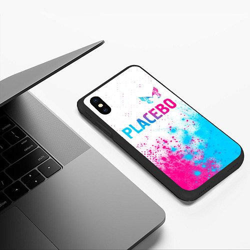 Чехол iPhone XS Max матовый Placebo neon gradient style: символ сверху / 3D-Черный – фото 3