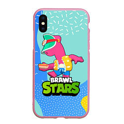 Чехол iPhone XS Max матовый Doug Brawl Stars, цвет: 3D-розовый