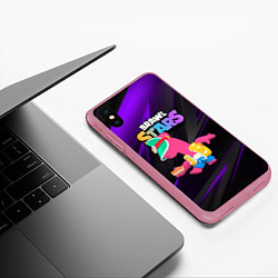 Чехол iPhone XS Max матовый Brawl stars Doug, цвет: 3D-малиновый — фото 2