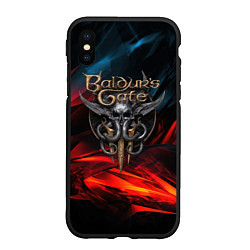 Чехол iPhone XS Max матовый Baldurs Gate 3 logo, цвет: 3D-черный