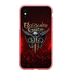 Чехол iPhone XS Max матовый Baldurs Gate 3 logo red