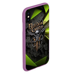 Чехол iPhone XS Max матовый Baldurs Gate 3 logo green abstract, цвет: 3D-фиолетовый — фото 2