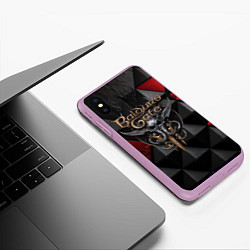 Чехол iPhone XS Max матовый Baldurs Gate 3 logo red black, цвет: 3D-сиреневый — фото 2