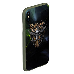 Чехол iPhone XS Max матовый Baldurs Gate 3 logo dark green, цвет: 3D-темно-зеленый — фото 2