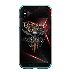 Чехол iPhone XS Max матовый Baldurs Gate 3 logo black red, цвет: 3D-мятный