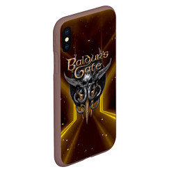 Чехол iPhone XS Max матовый Baldurs Gate 3 logo black gold, цвет: 3D-коричневый — фото 2