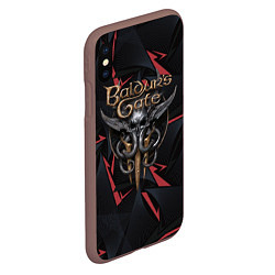 Чехол iPhone XS Max матовый Baldurs Gate 3 logo dark red, цвет: 3D-коричневый — фото 2