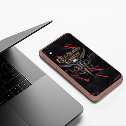 Чехол iPhone XS Max матовый Baldurs Gate 3 logo dark red, цвет: 3D-коричневый — фото 2