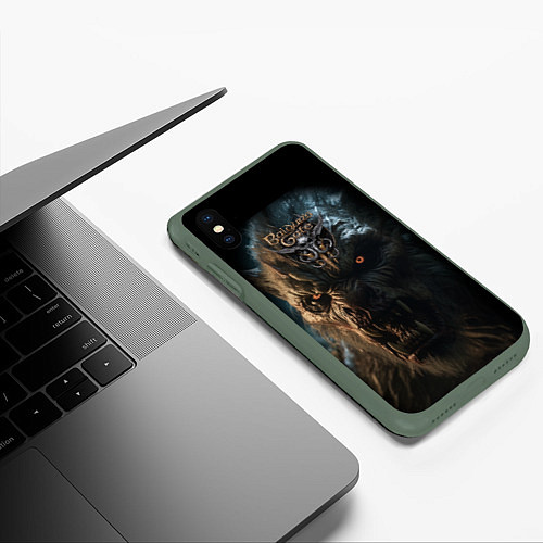 Чехол iPhone XS Max матовый Baldurs Gate 3 оборотень / 3D-Темно-зеленый – фото 3