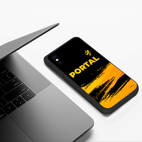 Чехол iPhone XS Max матовый Portal - gold gradient: символ сверху / 3D-Черный – фото 3