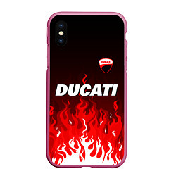 Чехол iPhone XS Max матовый Ducati- красное пламя, цвет: 3D-малиновый