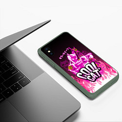 Чехол iPhone XS Max матовый Killer Queen - Розовый огонь, цвет: 3D-темно-зеленый — фото 2