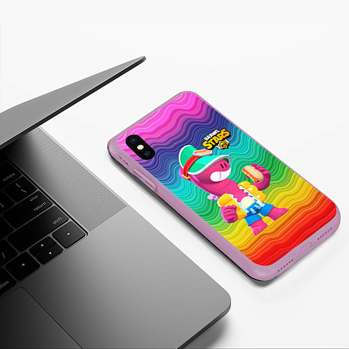 Чехол iPhone XS Max матовый Doug Brawl stars / 3D-Сиреневый – фото 3