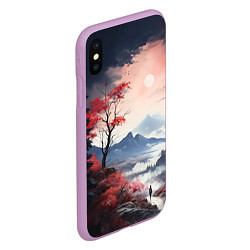 Чехол iPhone XS Max матовый Луна над горами, цвет: 3D-сиреневый — фото 2