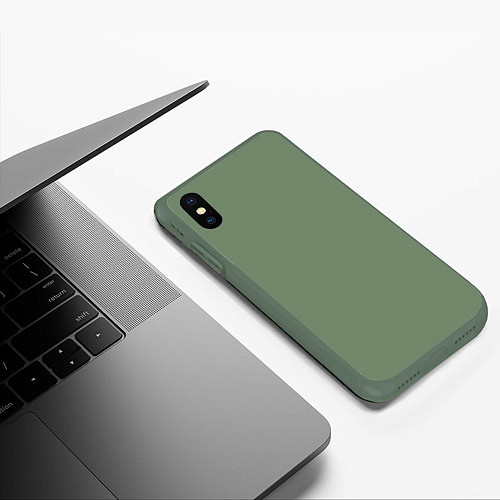 Чехол iPhone XS Max матовый Защитный хаки / 3D-Темно-зеленый – фото 3
