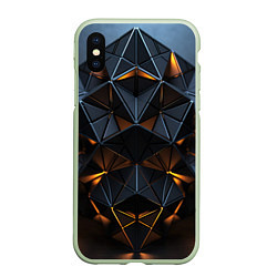 Чехол iPhone XS Max матовый Объемные кубы, цвет: 3D-салатовый