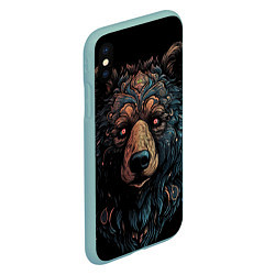 Чехол iPhone XS Max матовый Медведь из узоров, цвет: 3D-мятный — фото 2