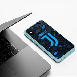 Чехол iPhone XS Max матовый Juventus blue logo, цвет: 3D-мятный — фото 2