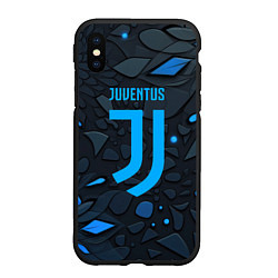 Чехол iPhone XS Max матовый Juventus blue logo, цвет: 3D-черный