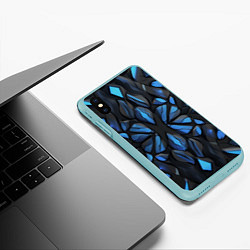 Чехол iPhone XS Max матовый Синие объемные узоры, цвет: 3D-мятный — фото 2