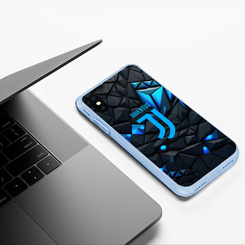 Чехол iPhone XS Max матовый Blue logo Juventus / 3D-Голубой – фото 3