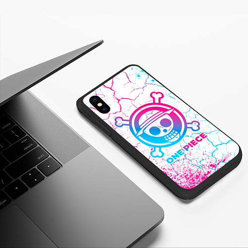 Чехол iPhone XS Max матовый One Piece neon gradient style / 3D-Черный – фото 3