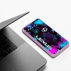 Чехол iPhone XS Max матовый Lexus - неоновые брызги, цвет: 3D-сиреневый — фото 2