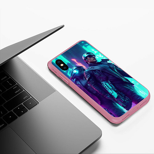 Чехол iPhone XS Max матовый Киберлюди / 3D-Малиновый – фото 3