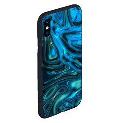 Чехол iPhone XS Max матовый Абстракция плазма сине-голубой, цвет: 3D-черный — фото 2