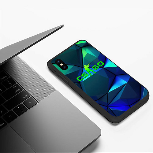 Чехол iPhone XS Max матовый CSGO blue green gradient / 3D-Черный – фото 3