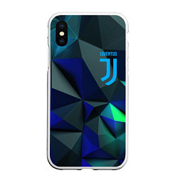 Чехол iPhone XS Max матовый Juventus blue abstract logo, цвет: 3D-белый